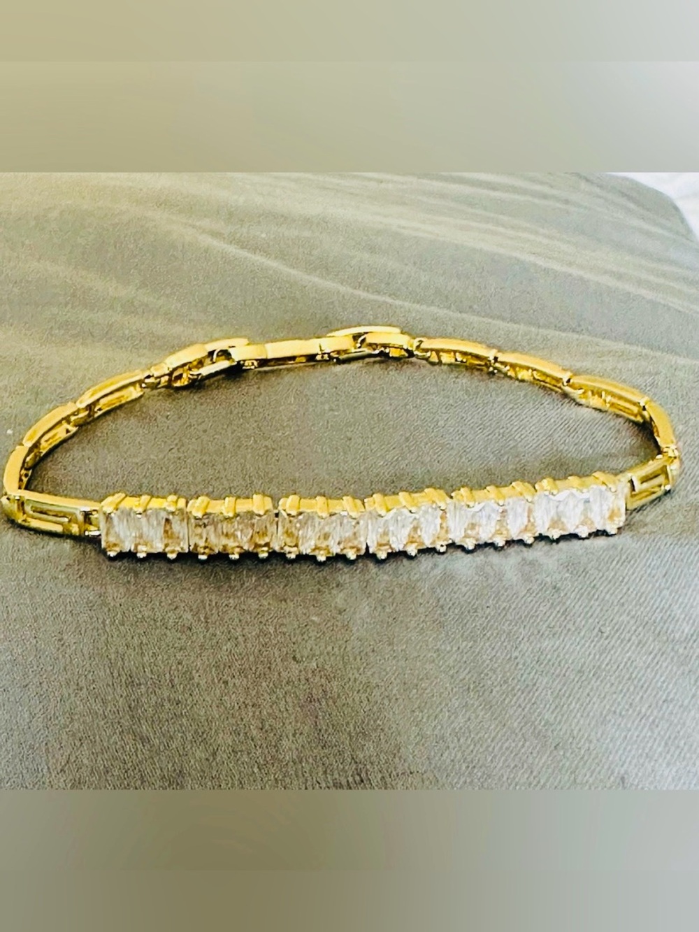 Greek Key and CZ Baguette Bracelet